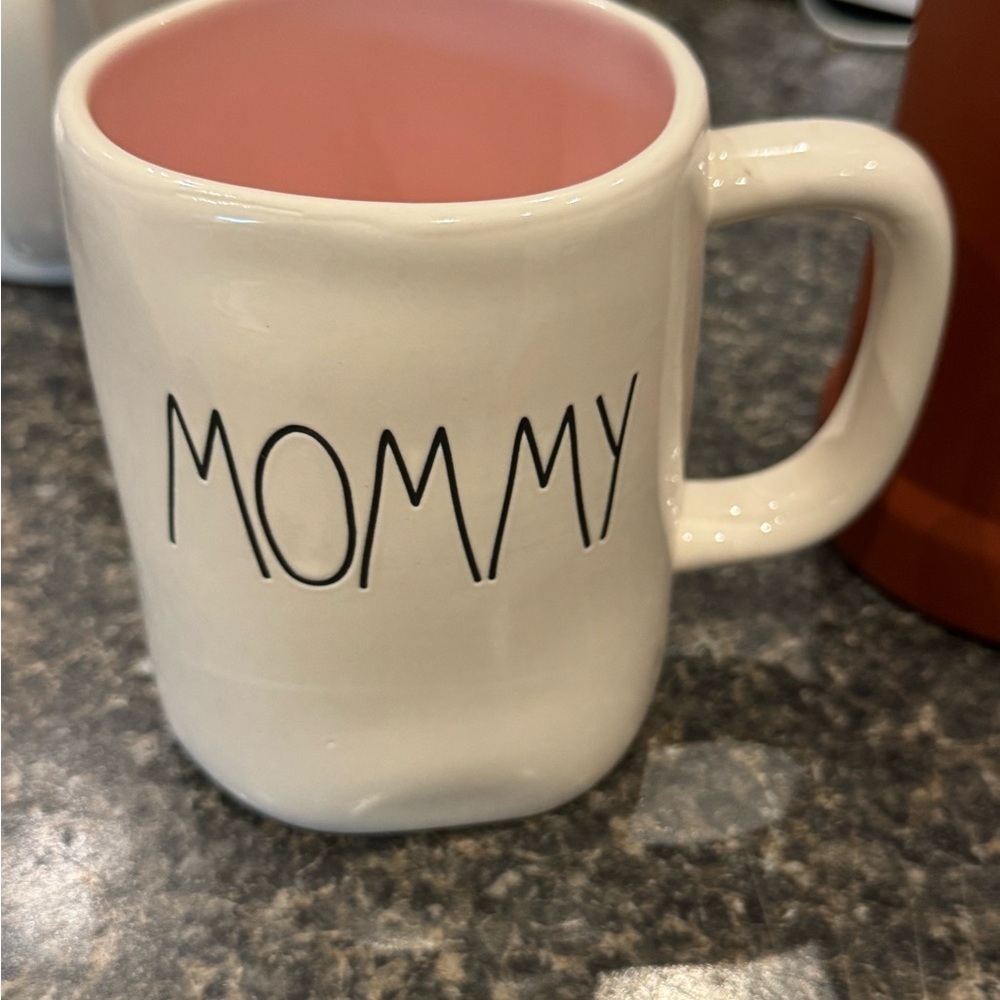 Rae Dunn Mommy Ceramic Mug - White and Pink